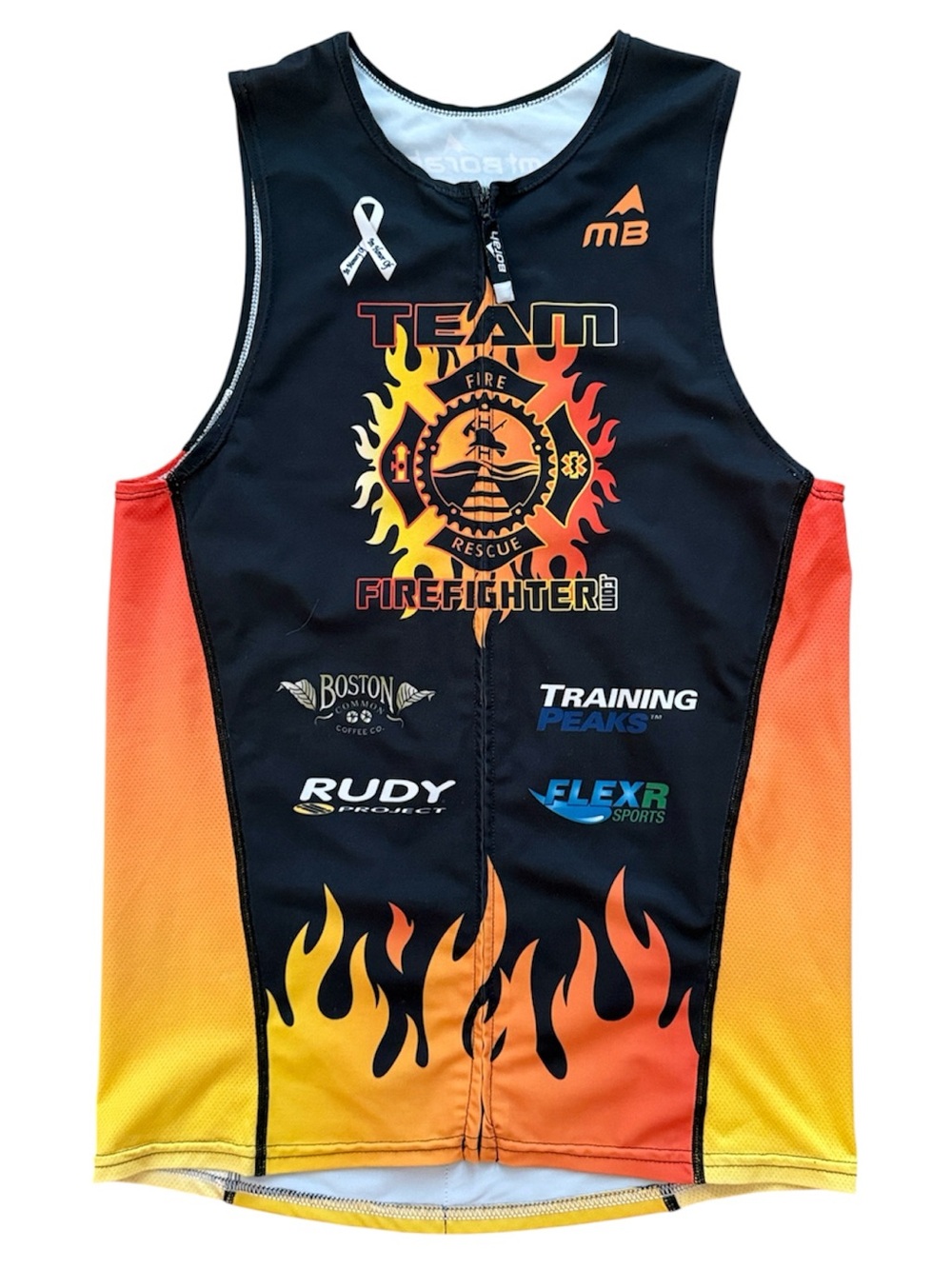 MT BORAN TEAM FIREFIGHTER TRIATHLON CYCLING BIKING SLEEVELESS JERSEY TOP MEDIUM